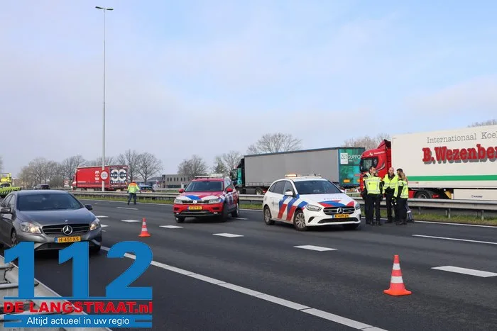 A59 dicht tussen Waalwijk en Heusden door ongeluk, bestuurder gewond 112 De Langstraat