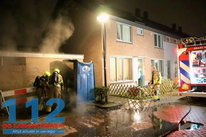 Mobiel toilet in brand midden in woonwijk Edouard Lalostraat Waalwijk 13 Mobiel toilet in brand midden in woonwijk Edouard Lalostraat Waalwijk 112 De Langstraat
