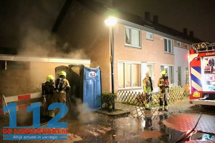 Mobiel toilet in brand midden in woonwijk Edouard Lalostraat Waalwijk 14 Mobiel toilet in brand midden in woonwijk Edouard Lalostraat Waalwijk 112 De Langstraat