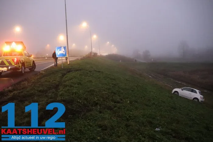 Automobiliste verliest macht over het stuur en belandt onderaan talud in Waalwijk 3 Automobiliste verliest macht over het stuur en belandt onderaan talud in Waalwijk 112 De Langstraat