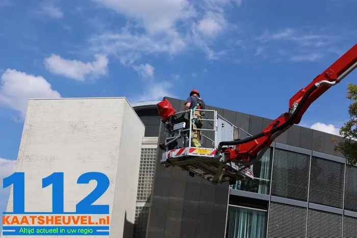 Scholekster zit met poot vast op grote hoogte in Waalwijk, brandweer haalt vogel los 6 Scholekster zit met poot vast op grote hoogte in Waalwijk, brandweer haalt vogel los 112 De Langstraat