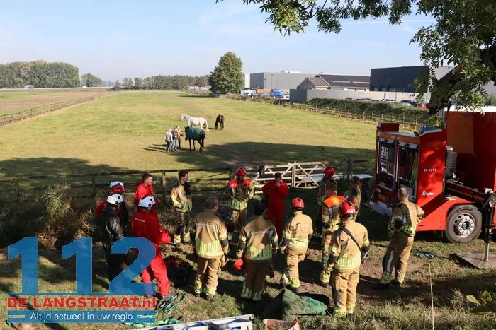 Grote brandweeractie voor paard in sloot aan Waspiksedijk Sprang-Capelle 112 De Langstraat