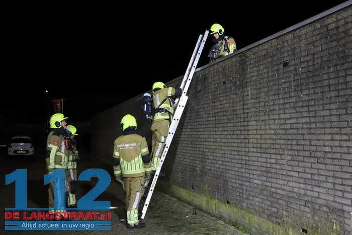 Kleine brand in garagebox in Dongen door brandend vuurwerk 112 De Langstraat
