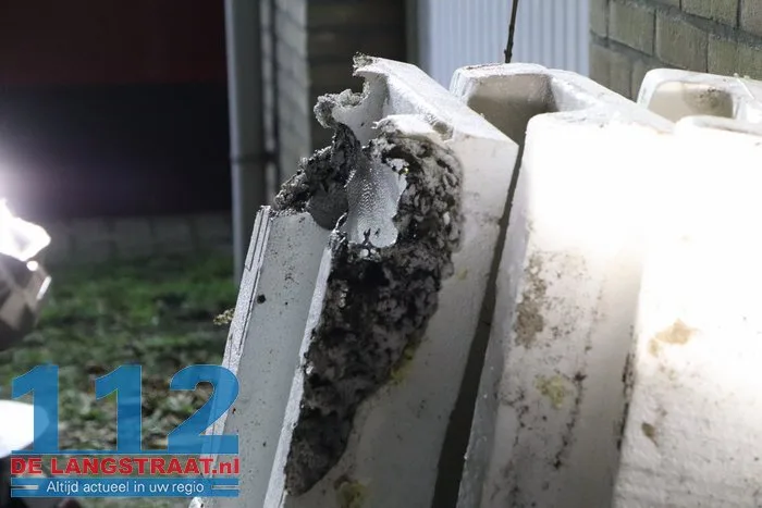 Kleine brand in garagebox in Dongen door brandend vuurwerk 112 De Langstraat