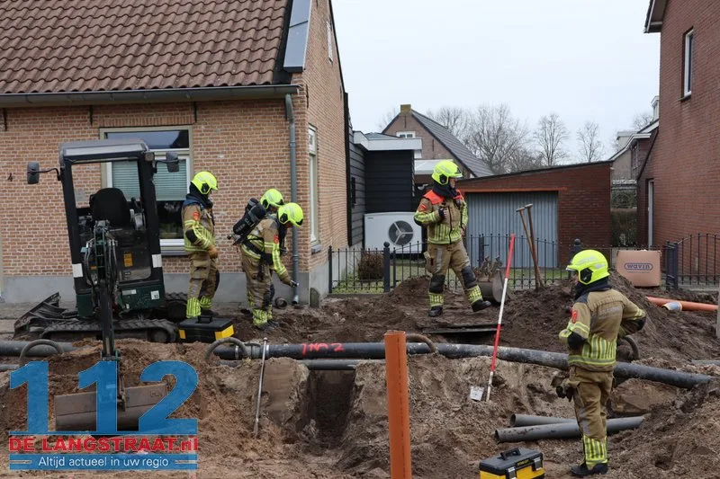 Gaslek bij graafwerkzaamheden in Sprang-Capelle 112 De Langstraat
