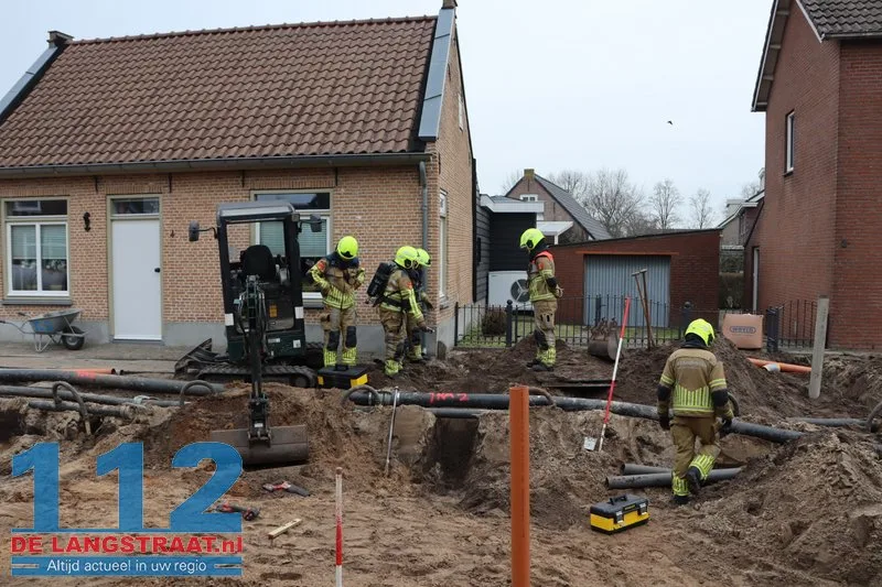Gaslek bij graafwerkzaamheden in Sprang-Capelle 112 De Langstraat