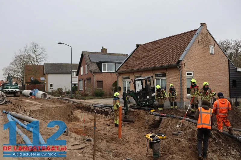 Gaslek bij graafwerkzaamheden in Sprang-Capelle 112 De Langstraat