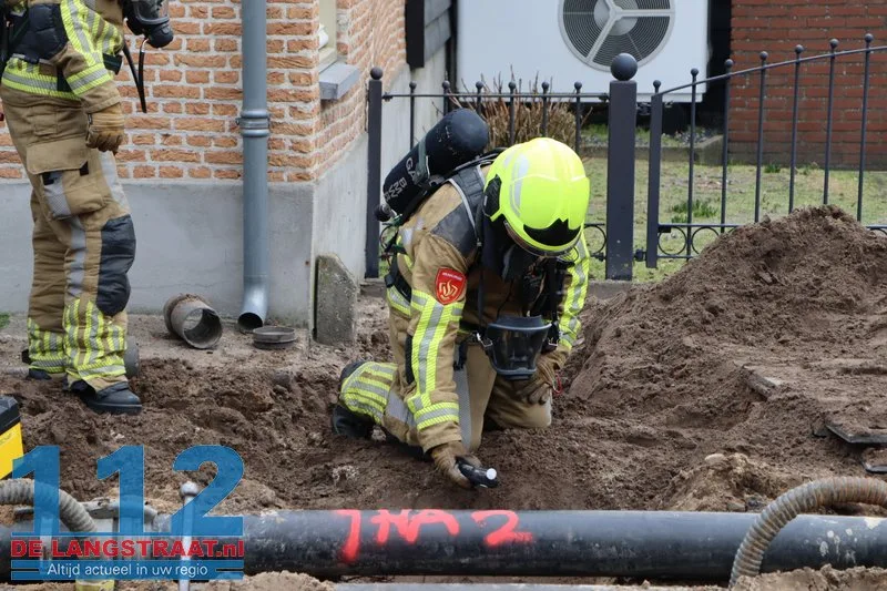 Gaslek bij graafwerkzaamheden in Sprang-Capelle 112 De Langstraat