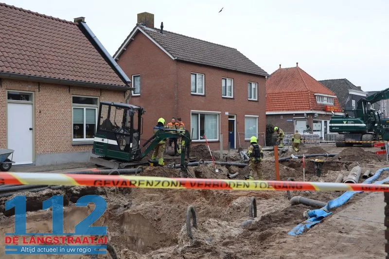 Gaslek bij graafwerkzaamheden in Sprang-Capelle 112 De Langstraat
