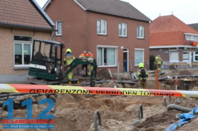 Gaslek bij graafwerkzaamheden in Sprang-Capelle 112 De Langstraat