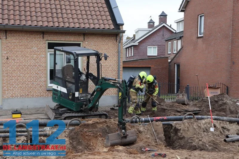 Gaslek bij graafwerkzaamheden in Sprang-Capelle 112 De Langstraat