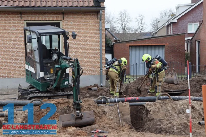 Gaslek bij graafwerkzaamheden in Sprang-Capelle 112 De Langstraat