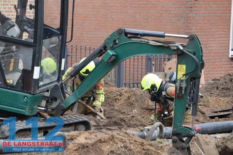 Gaslek bij graafwerkzaamheden in Sprang-Capelle 112 De Langstraat