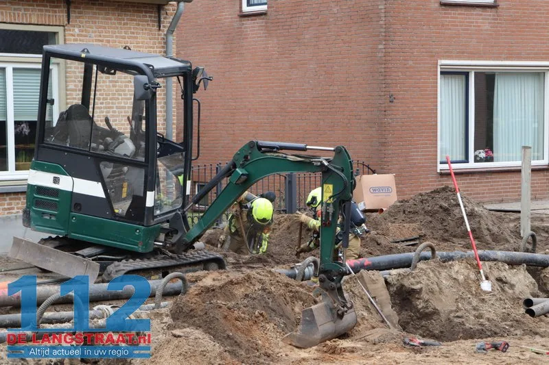 Gaslek bij graafwerkzaamheden in Sprang-Capelle 112 De Langstraat
