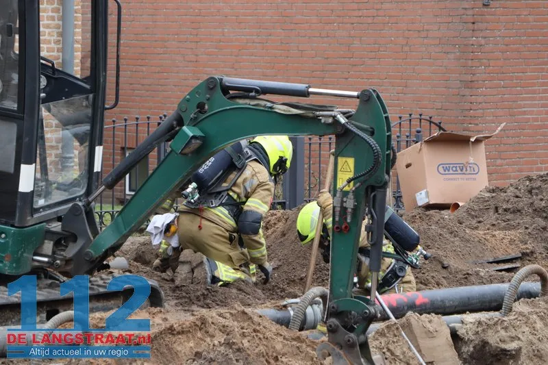 Gaslek bij graafwerkzaamheden in Sprang-Capelle 112 De Langstraat