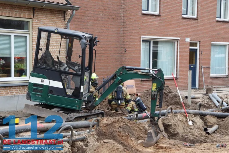 Gaslek bij graafwerkzaamheden in Sprang-Capelle 112 De Langstraat