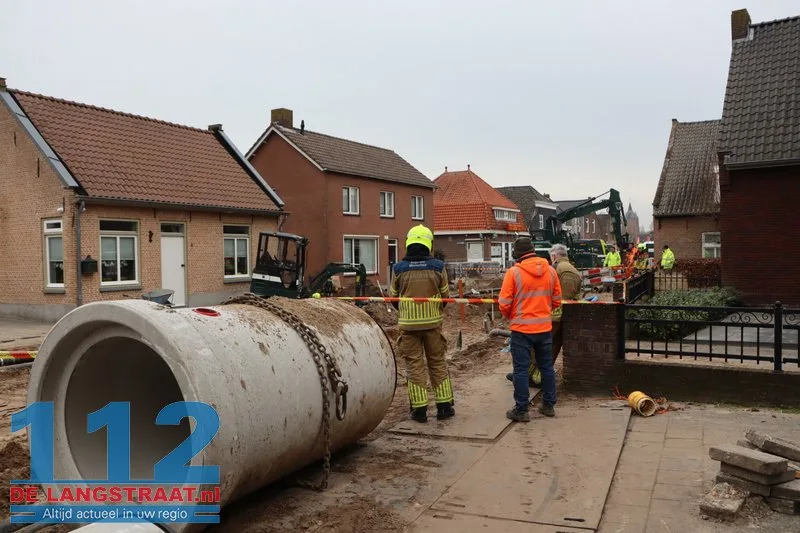 Gaslek bij graafwerkzaamheden in Sprang-Capelle 112 De Langstraat