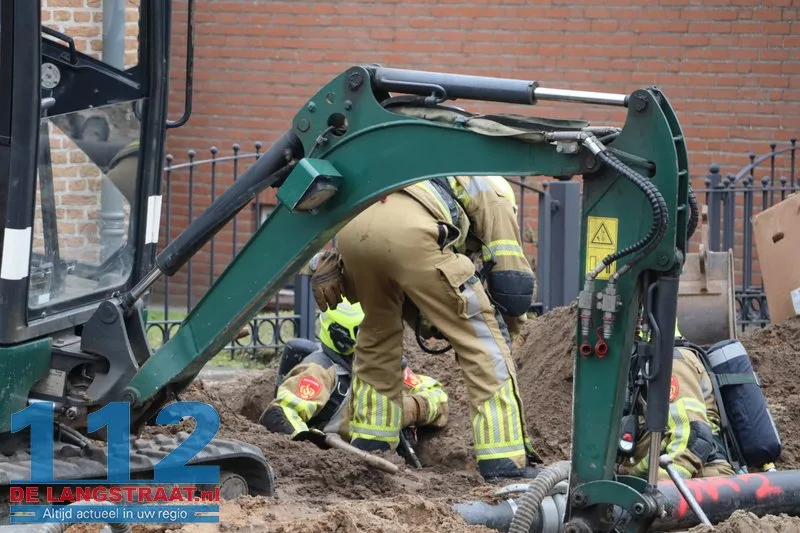Gaslek bij graafwerkzaamheden in Sprang-Capelle 112 De Langstraat