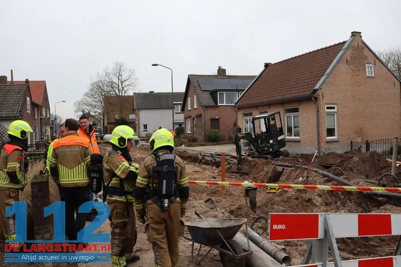 Gaslek bij graafwerkzaamheden in Sprang-Capelle 112 De Langstraat