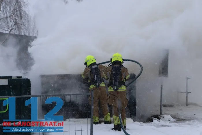 Grote restafval container in brand milieustraat Loon op Zand 112 De Langstraat