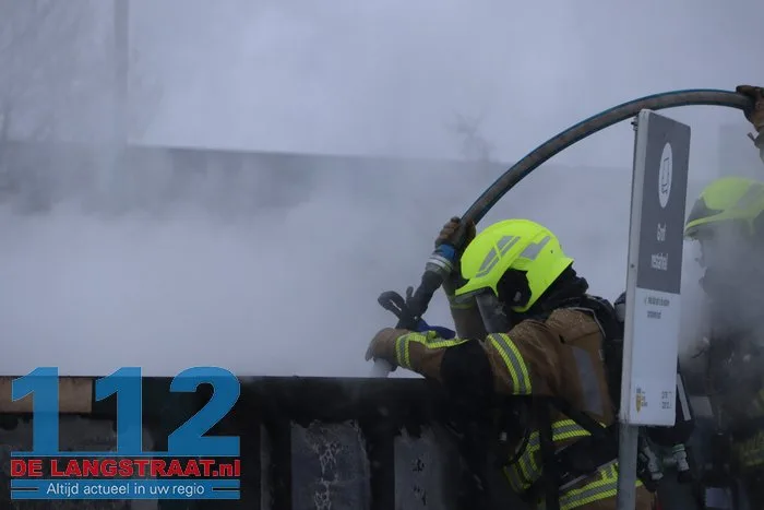 Grote restafval container in brand milieustraat Loon op Zand 112 De Langstraat