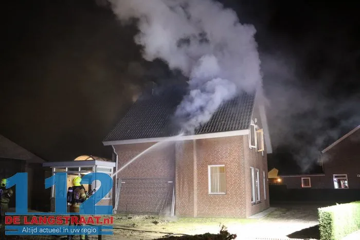 Uitslaande brand in woning Heistraat Sprang-Capelle 112 De Langstraat