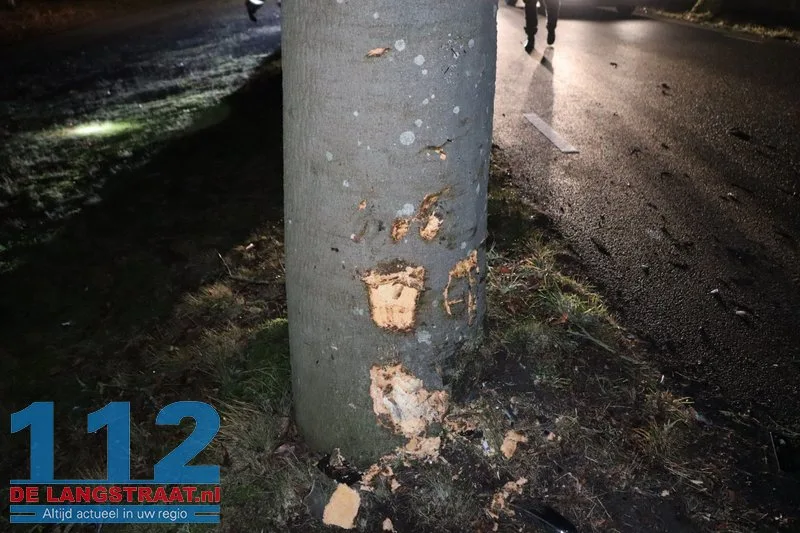 Bestuurster gewond na botsing met boom De Moer 112 De Langstraat