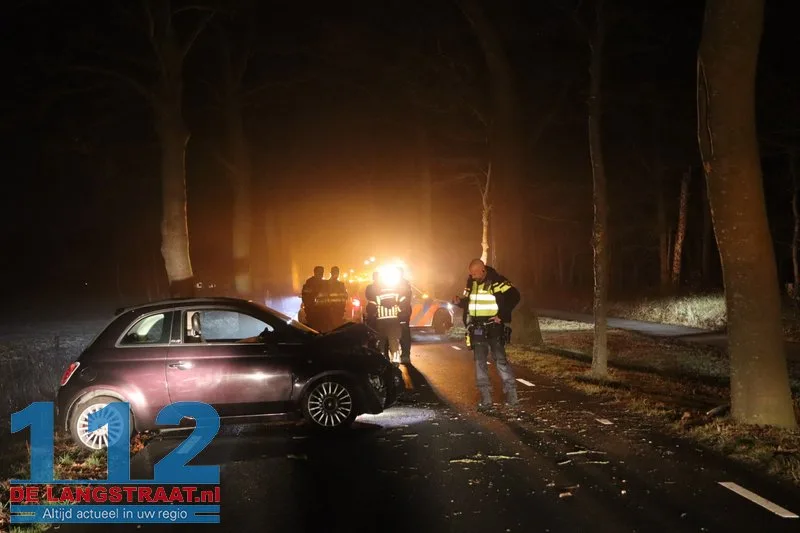 Bestuurster gewond na botsing met boom De Moer 112 De Langstraat