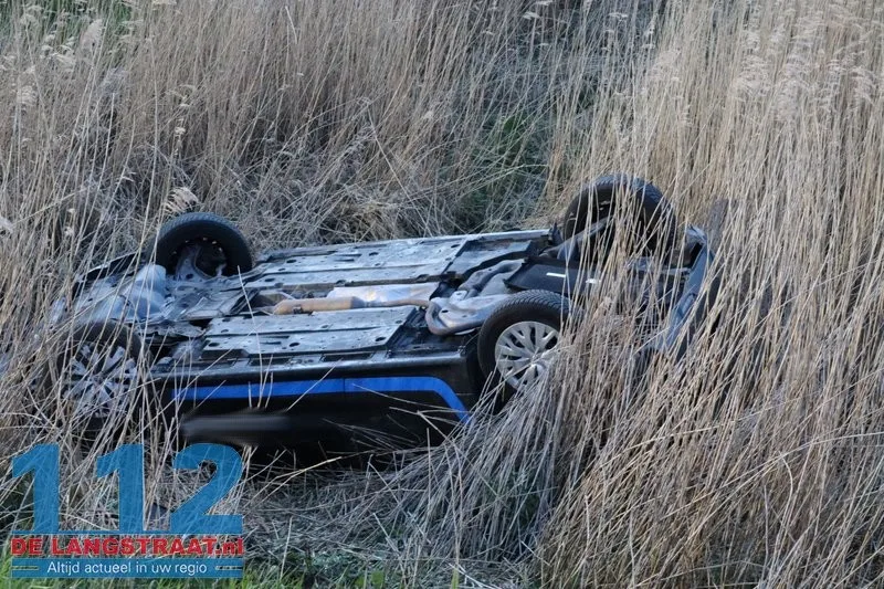 Zoekactie na crash deelauto in sloot aan Weteringweg: Bestuurder spoorloos 112 De Langstraat