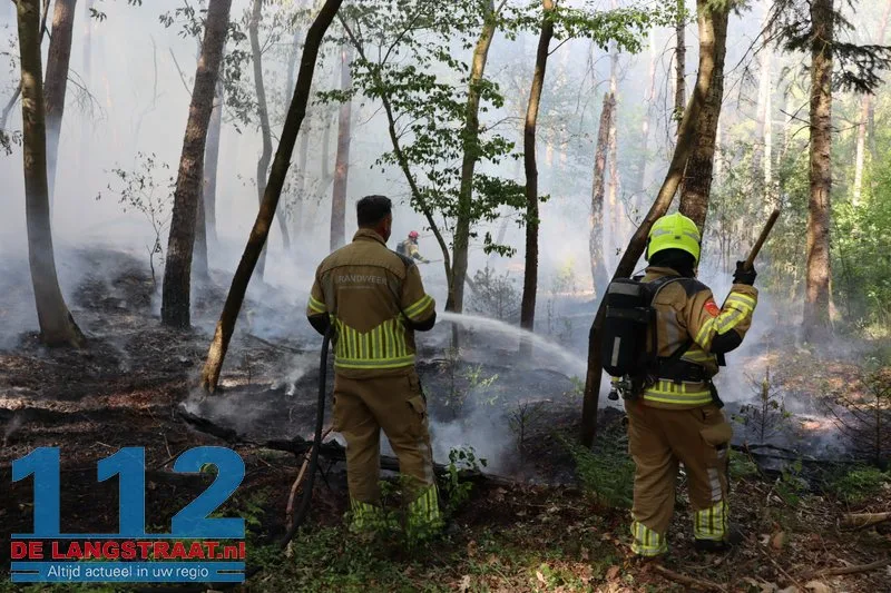 Bosbrand nabij Blauwe Meer in Loon op Zand, brandweer groots uitgerukt 112 De Langstraat