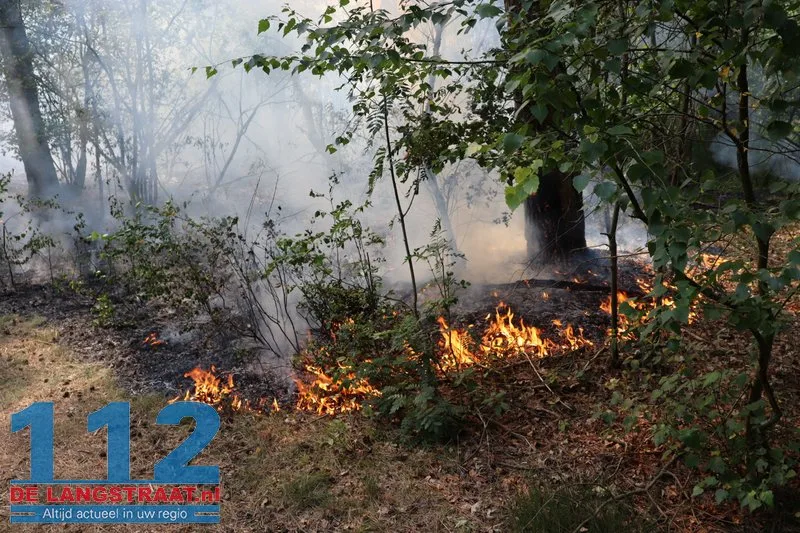 Brand uitgebroken in de Loonse en Drunense Duinen, gebied moeilijk te bereiken door smalle paden 112 De Langstraat