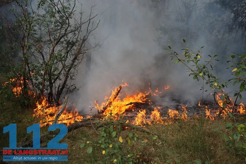 Brand uitgebroken in de Loonse en Drunense Duinen, gebied moeilijk te bereiken door smalle paden 112 De Langstraat