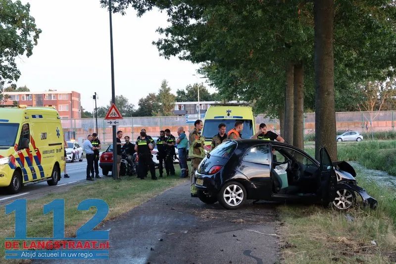 Bestuurder ramt twee bomen op Sluisweg en raakt buiten kennis: wonderbaarlijk lichtgewond Waalwijk 112 De Langstraat