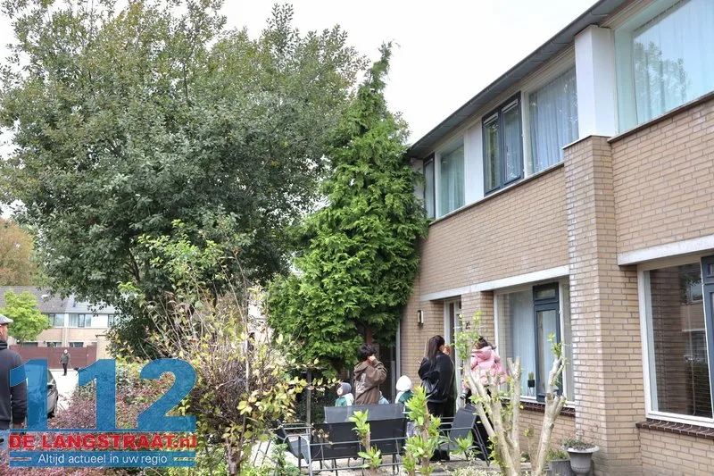 Brandweer redt kat uit top van conifeer aan Johann Straussstraat met hoogwerker Waalwijk 112 De Langstraat