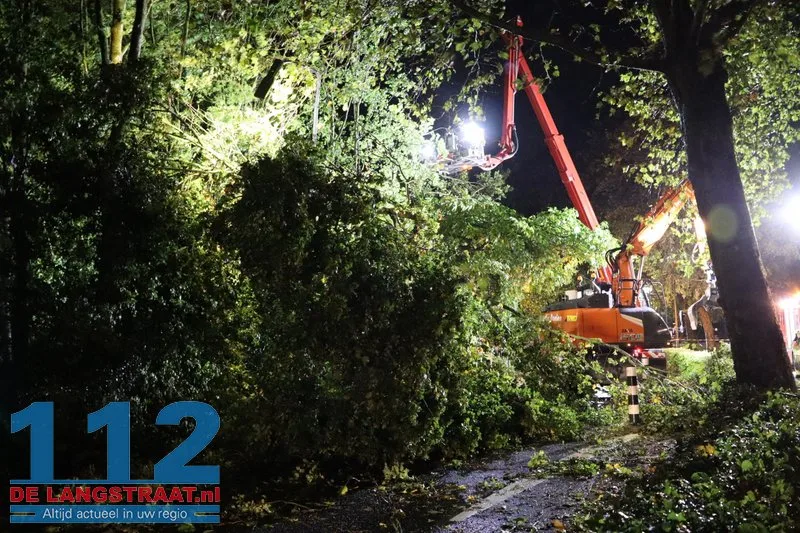 Meerdere bomen omgewaaid door storm Austen in Sprang-Capelle 112 De Langstraat