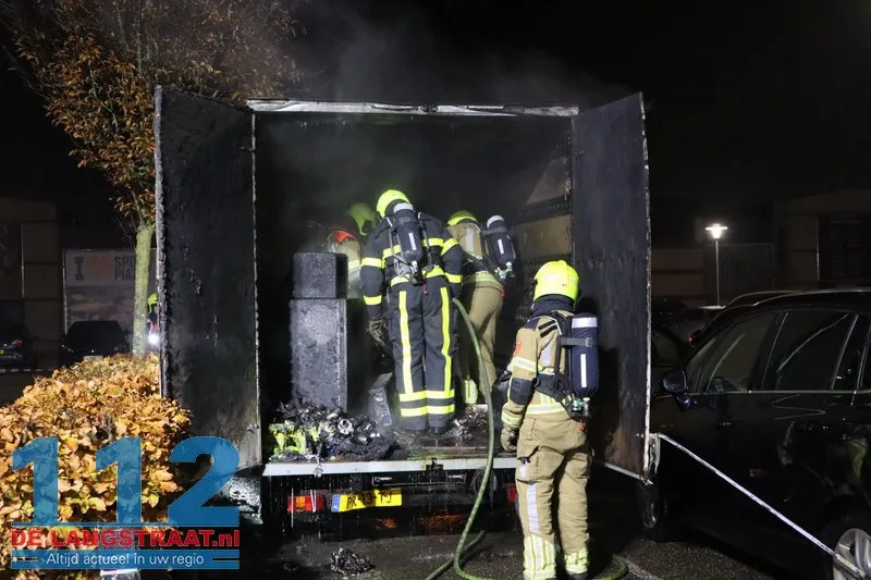 Brand in achterzijde van busje op parkeerplaats Jumbo in Kaatsheuvel 112 De Langstraat