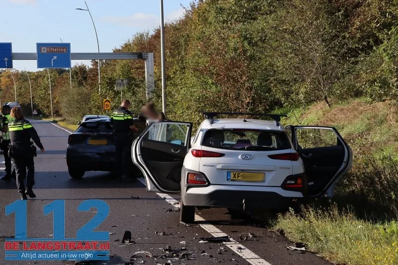 Vier gewonden bij kop-staartaanrijding op Midden-Brabantweg Kaatsheuvel richting Efteling 112 De Langstraat