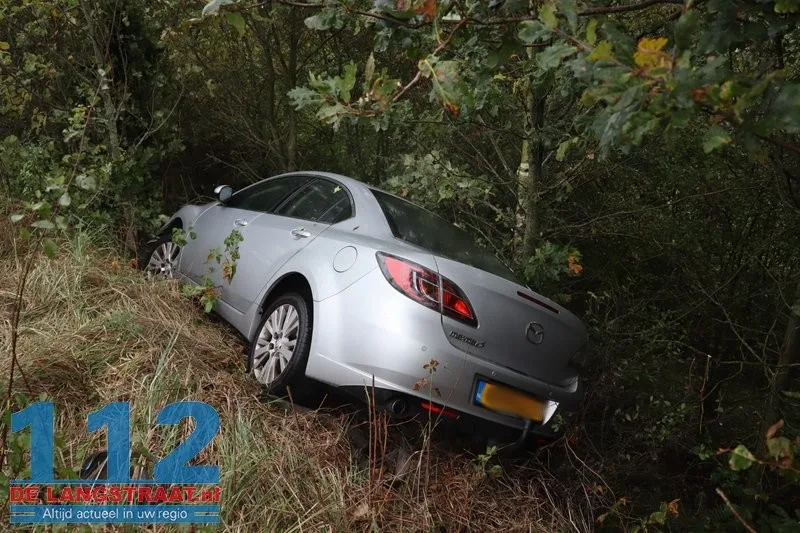 Auto raakt van de weg op oprit Europalaan naar N261 bij Kaatsheuvel 112 De Langstraat