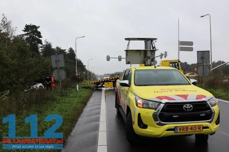 Auto raakt van de weg op oprit Europalaan naar N261 bij Kaatsheuvel 112 De Langstraat